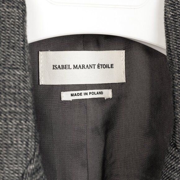 Isabel Marant Etoile Grey Plaid Wool-Blend Blazer - Picture 7 of 9